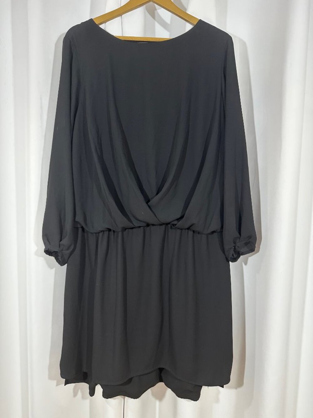 NWT Vince Camuto Black Chiffon Dress Size 1X Long Sleeve Layered Cocktail Dress